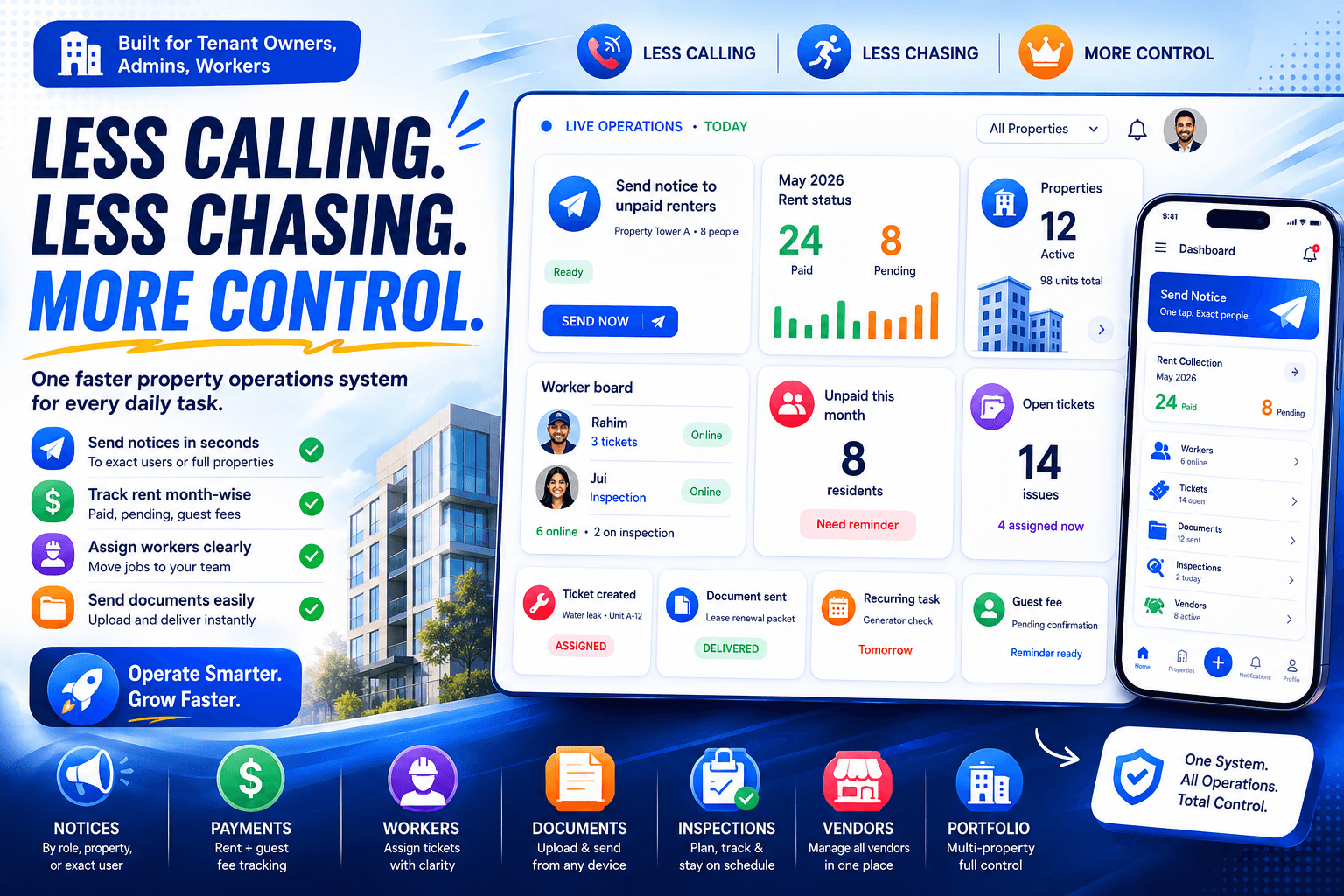 Property operation management mobile preview
